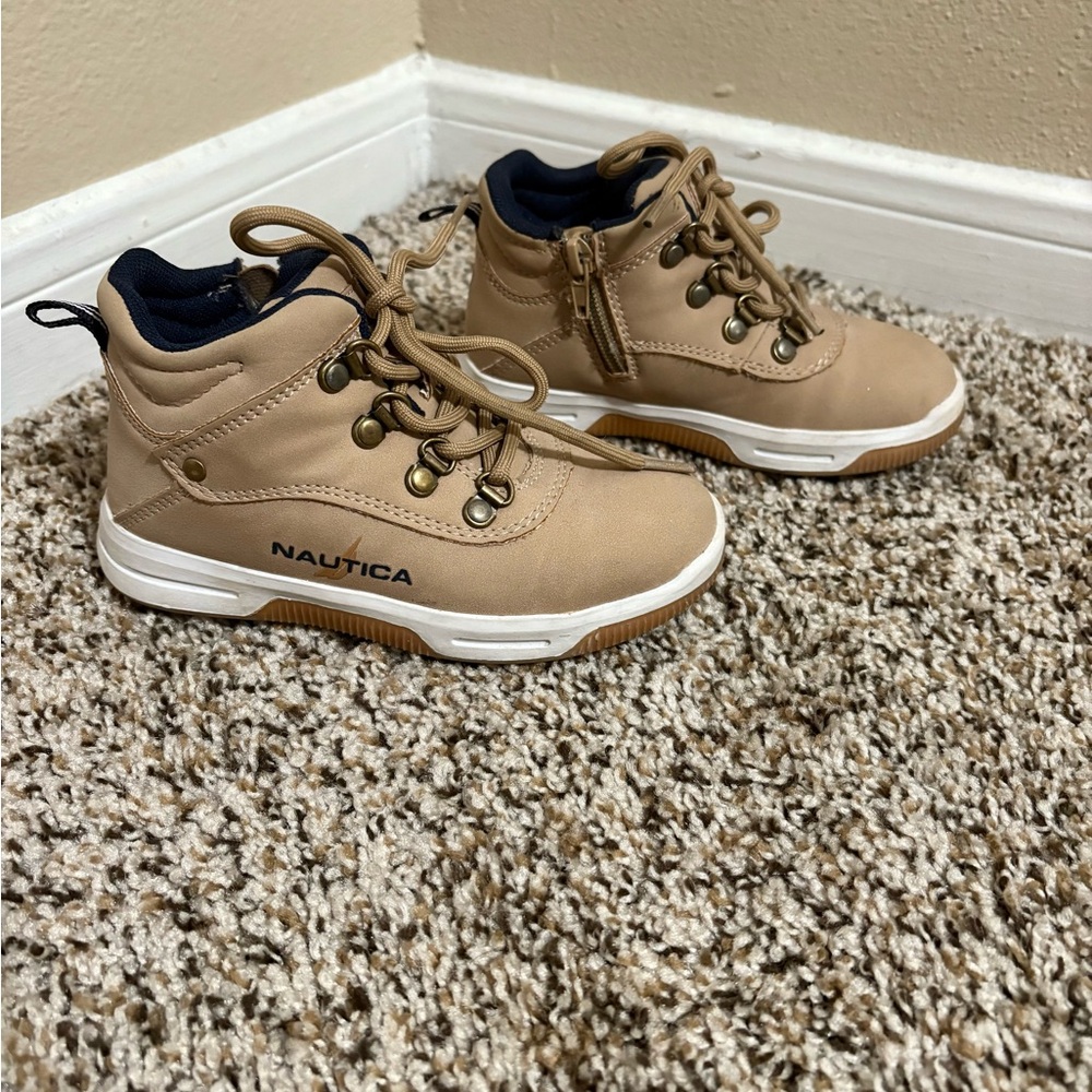 Nautica Kids Tan Boots with Navy Accents